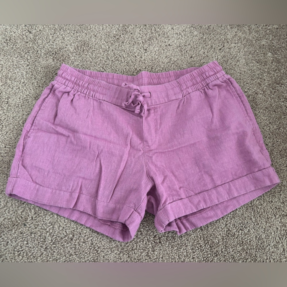 High Waist Pink Shorts with Elastic Waistband